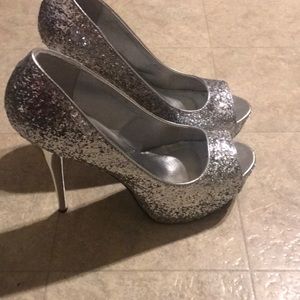 Silver high heels